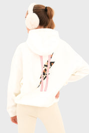 "Leopard Ski" Hoodie White