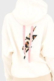 "Leopard Ski" Hoodie White