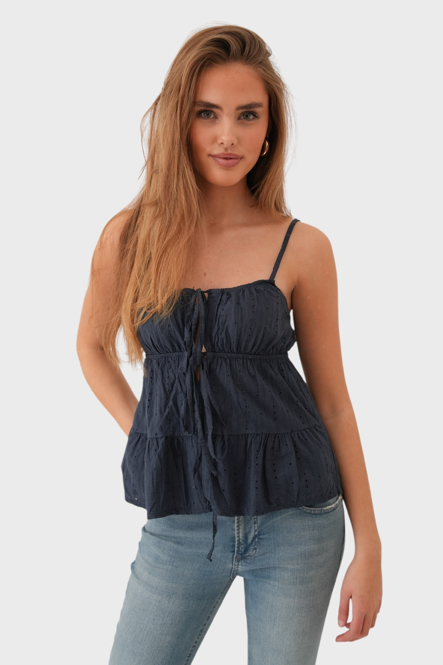 Top "Ola" azul marino