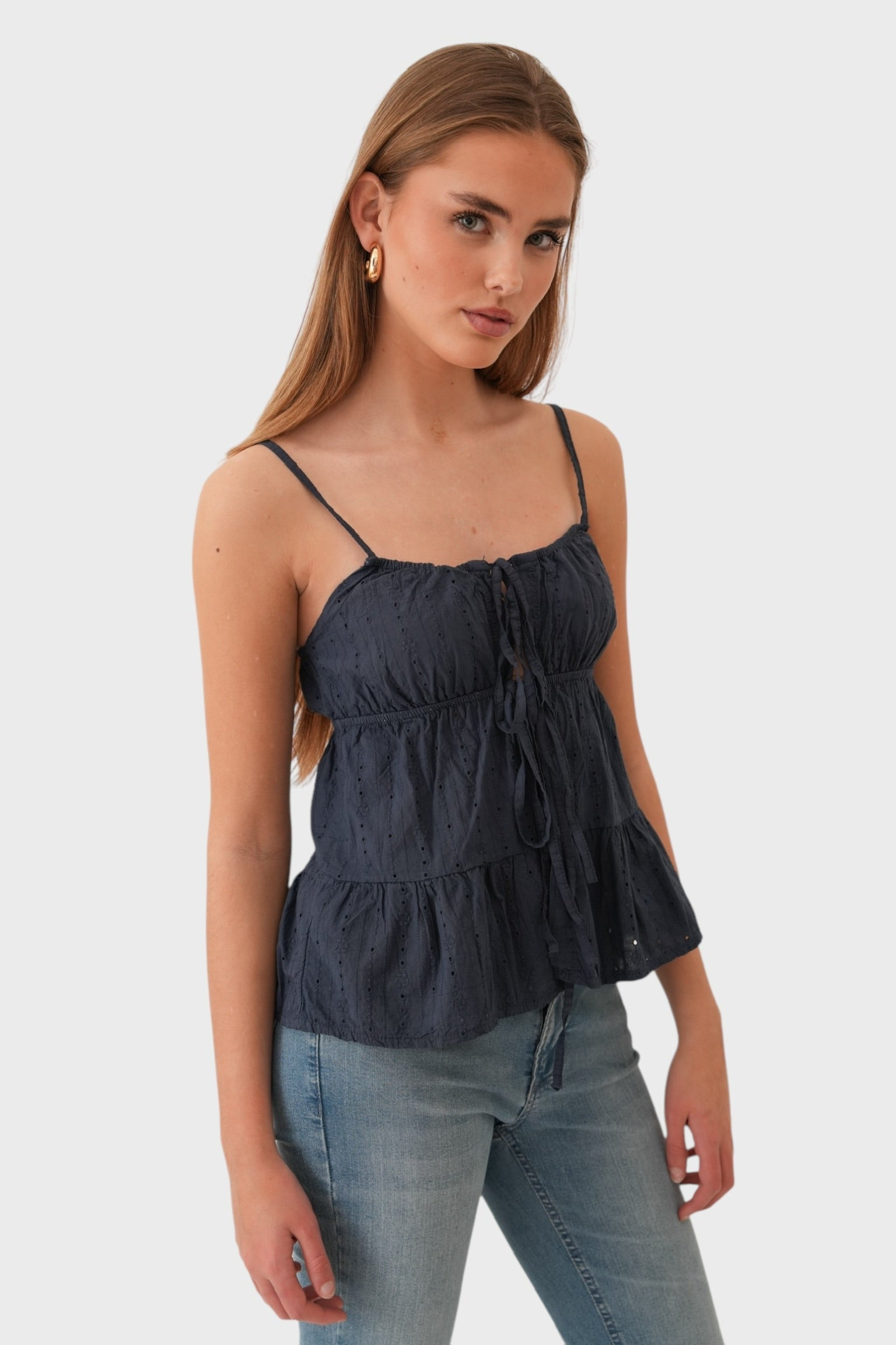 Top "Ola" azul marino