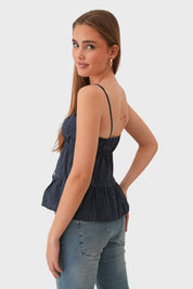 Top "Ola" azul marino