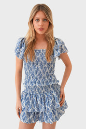 "Mykonos" Ruffle Top Blue