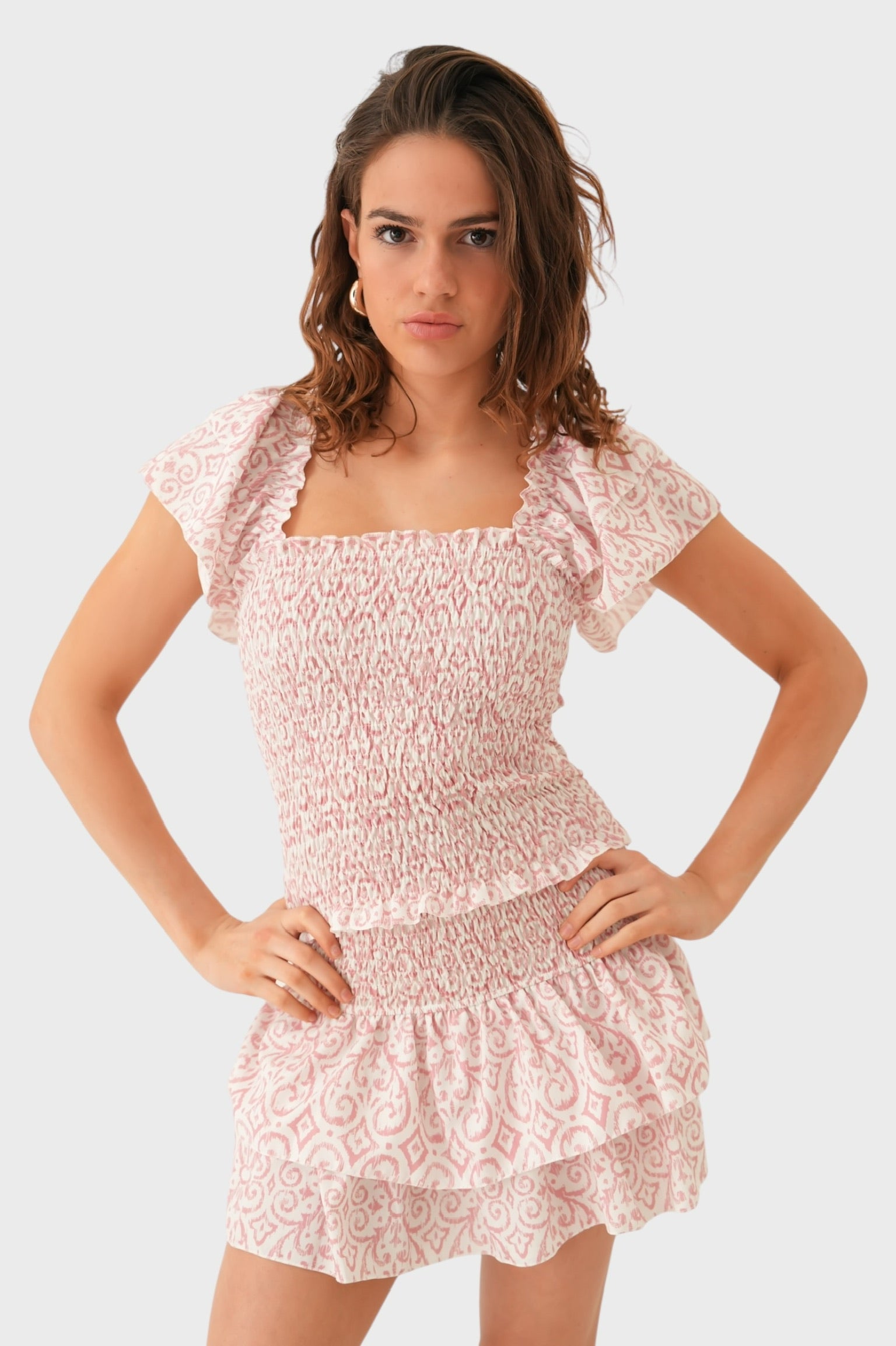"Florence" ruffle top pink