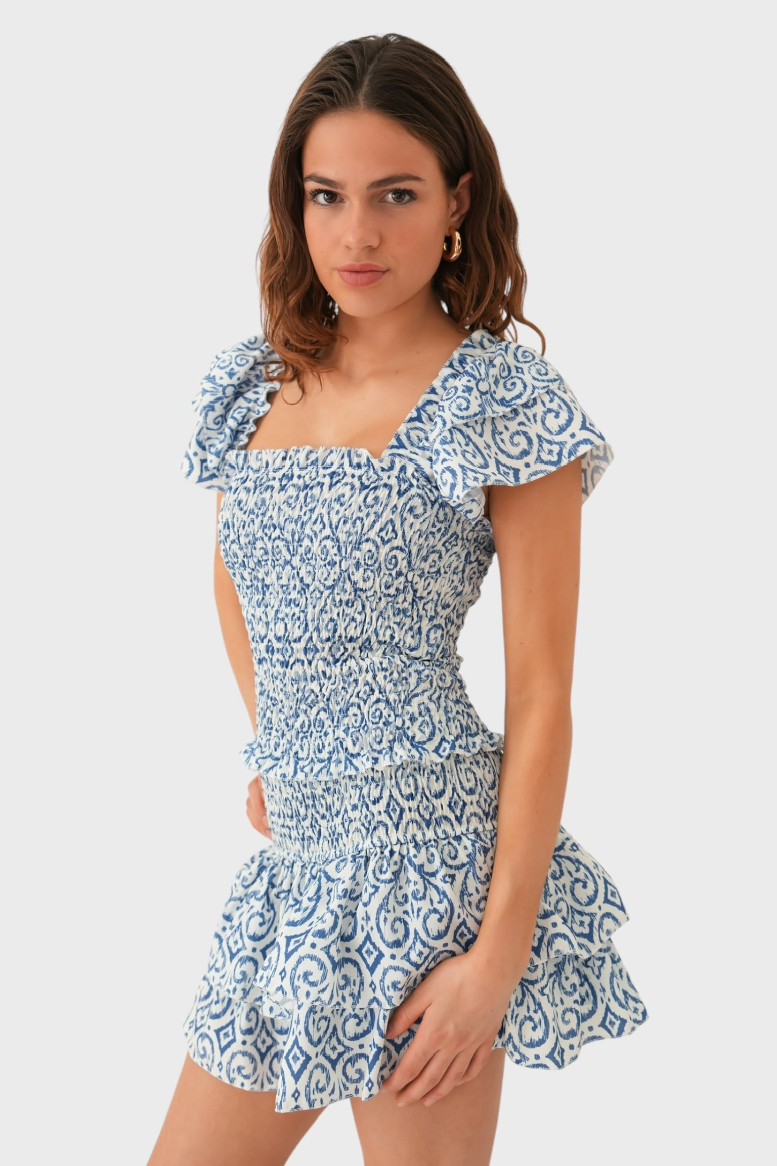 "Florence" ruffle top blå