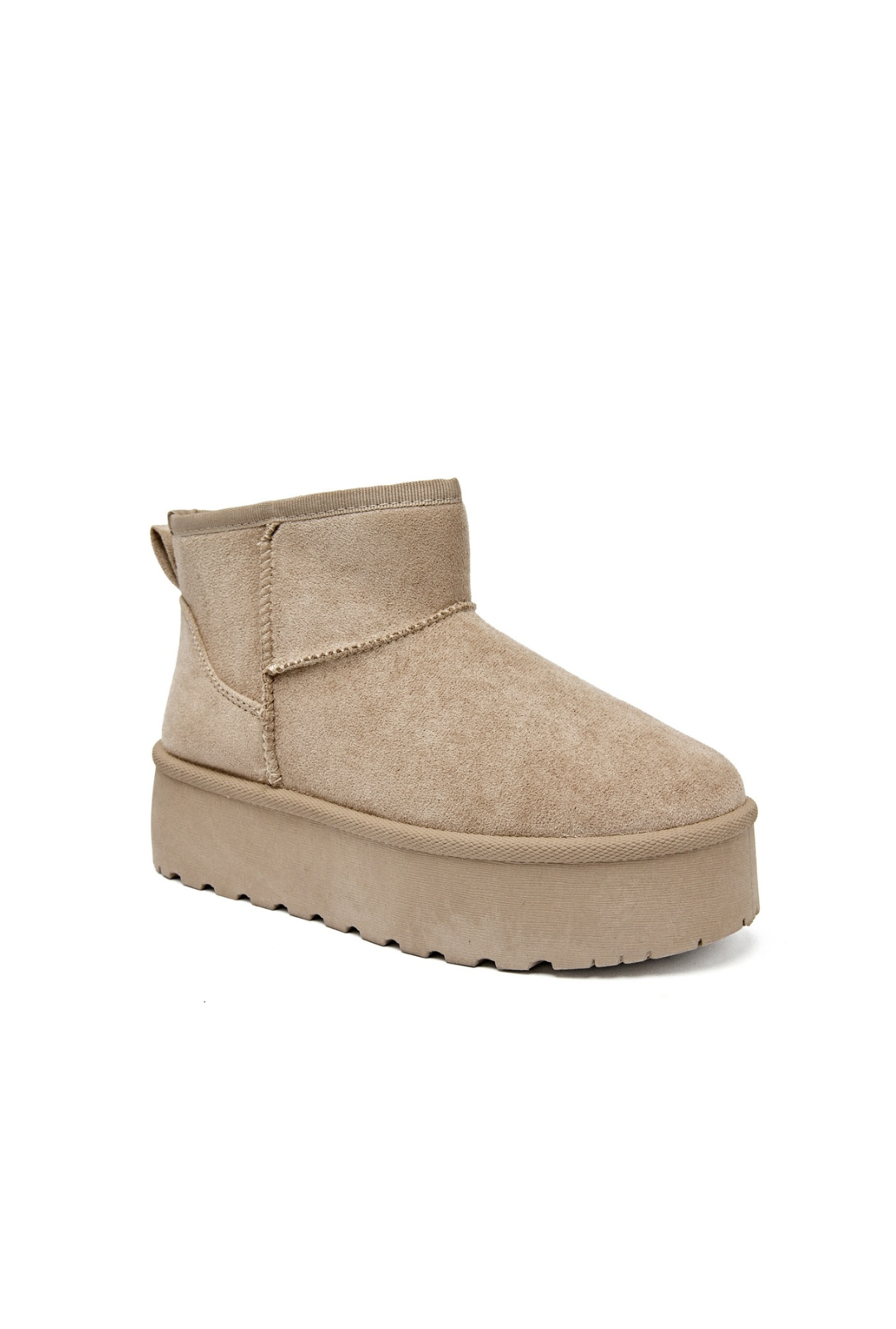 "Cozy" boots beige platform