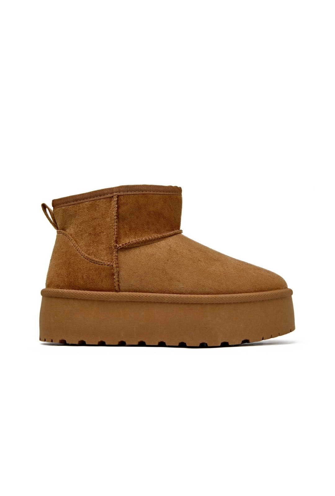 "Cozy" boots camel platform