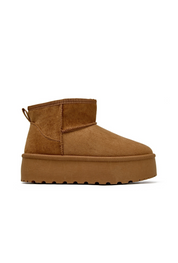 "Cozy" boots camel platform