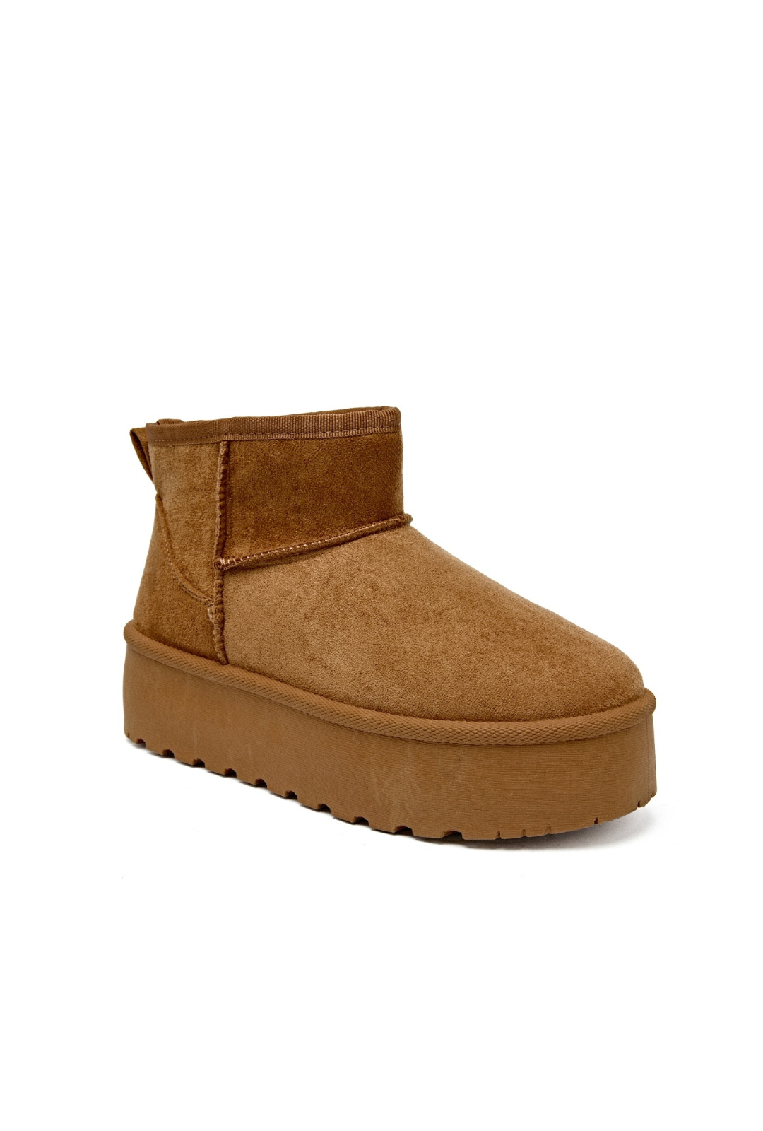 "Cozy" boots camel platform