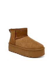 "Cozy" boots camel platform