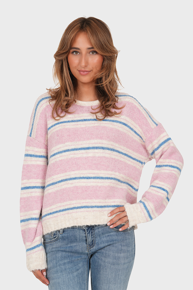 “Ada” sweater striped pink