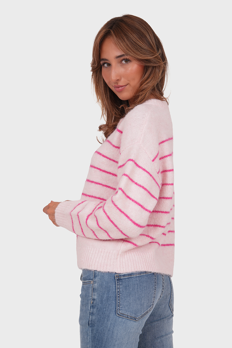 “Anne” cardigan striped pink
