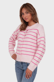 “Anne” cardigan striped pink