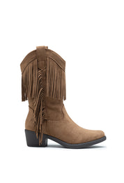 Westernstiefel mit Fransen in Kamelbraun