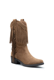 Westernstiefel mit Fransen in Kamelbraun