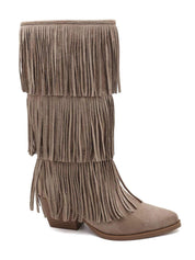 Botas con flecos "Frankie" color topo