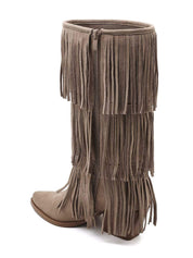Botas con flecos "Frankie" color topo