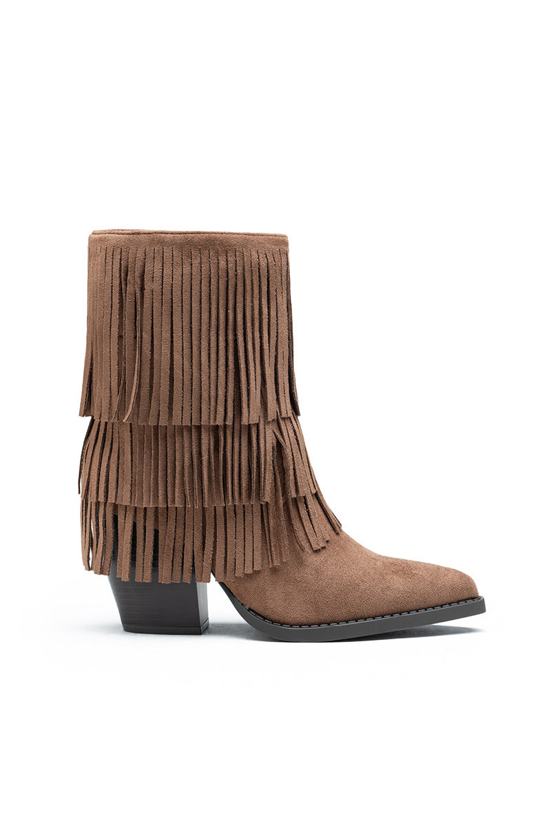 "Fringe" ankle boots brown