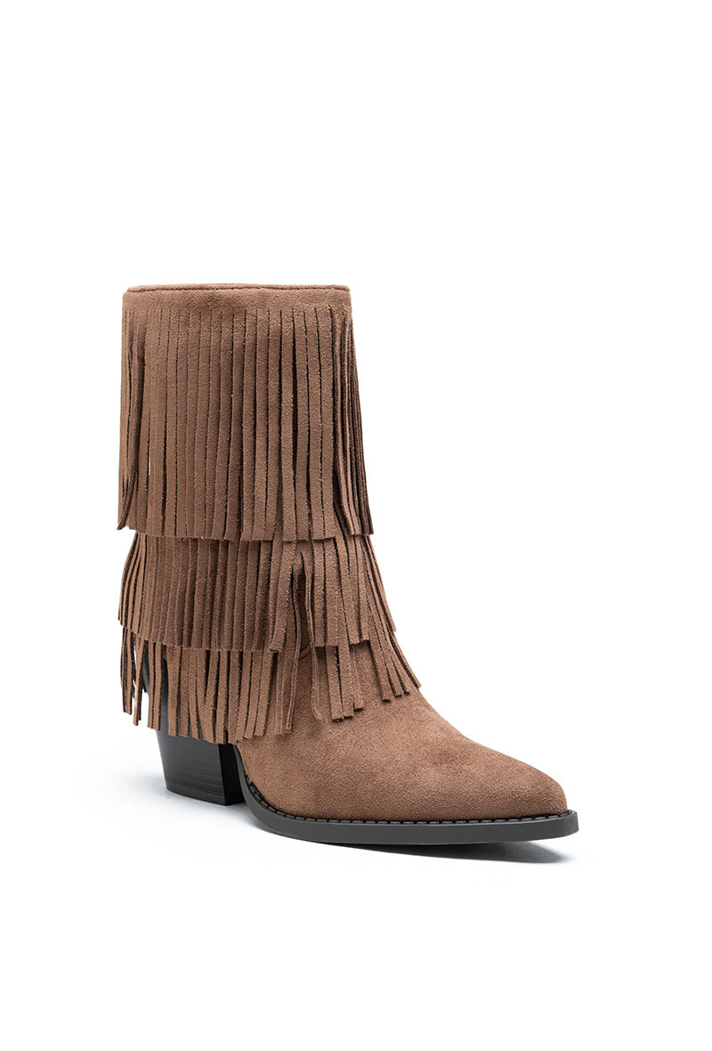 "Fringe" ankle boots brown