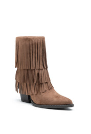"Fringe" ankle boots brown