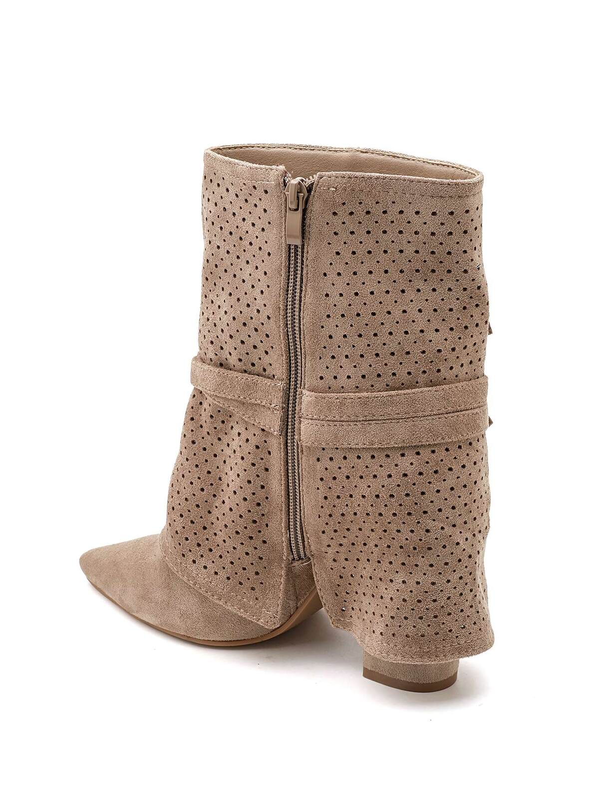 "Marley" fringe boots taupe