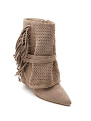 "Marley" fringe boots taupe
