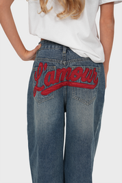 "Cloé" wide leg jeans red