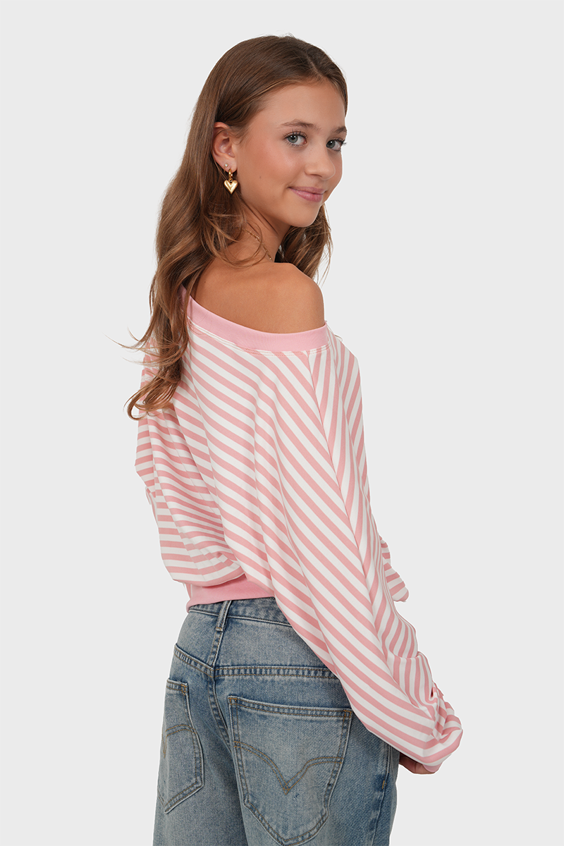 "Claire” sweater striped pink