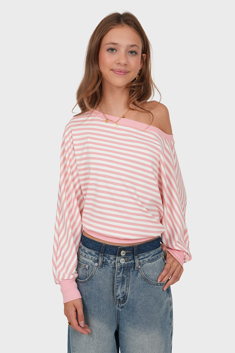 "Claire” sweater striped pink