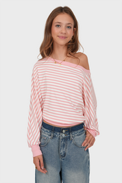"Claire” sweater striped pink