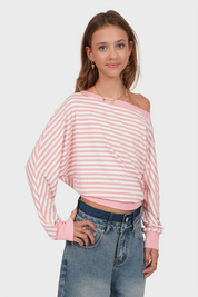 "Claire” sweater striped pink