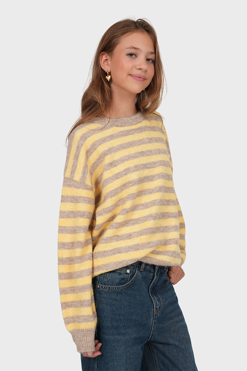 "Cato” sweater striped yellow