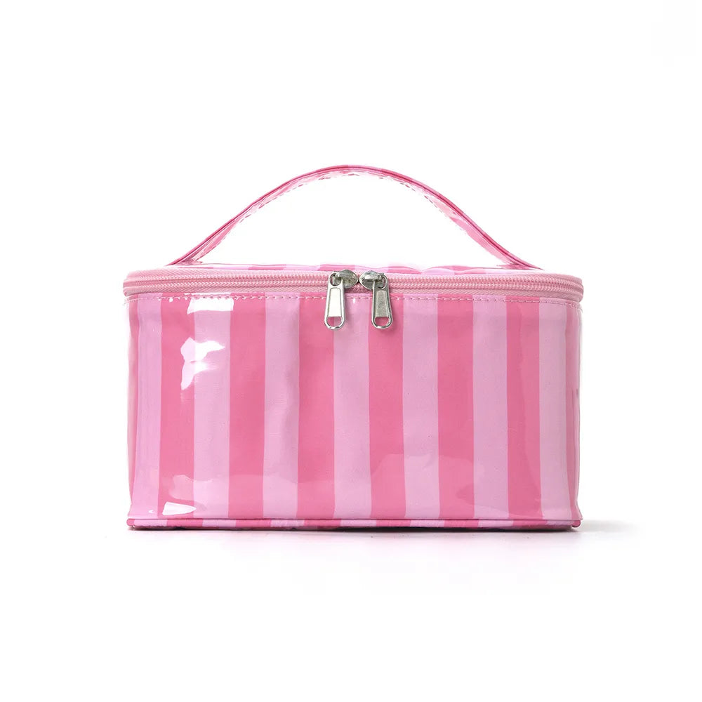 "Striped" make-up organiser pink