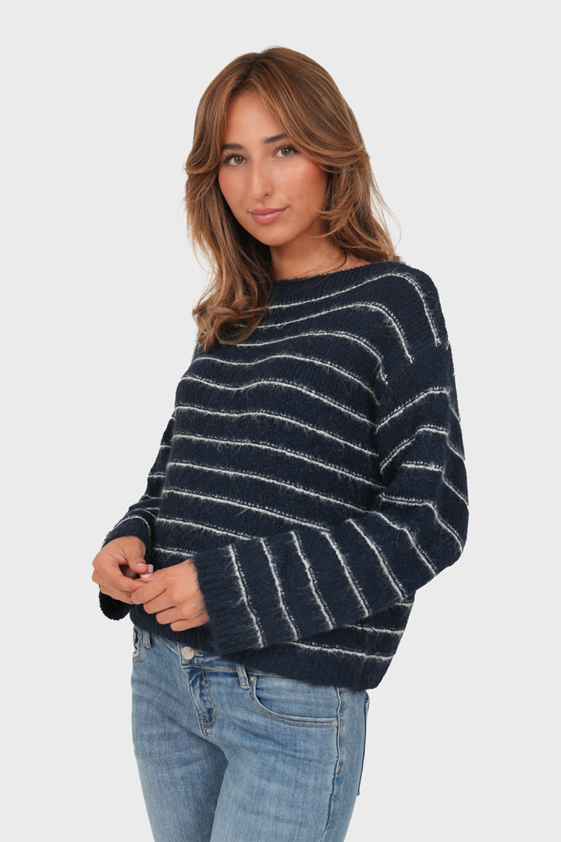 "Freja” sweater striped navy