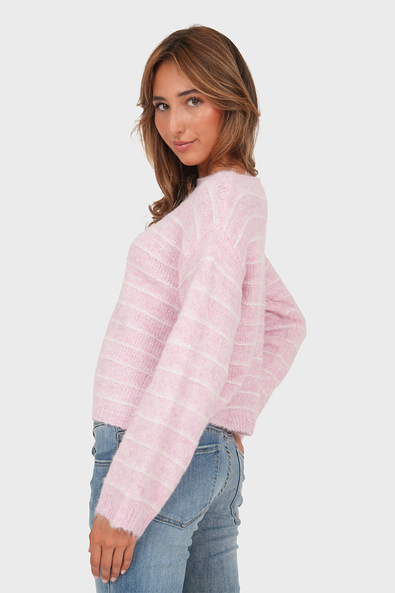 "Freja” sweater striped pink