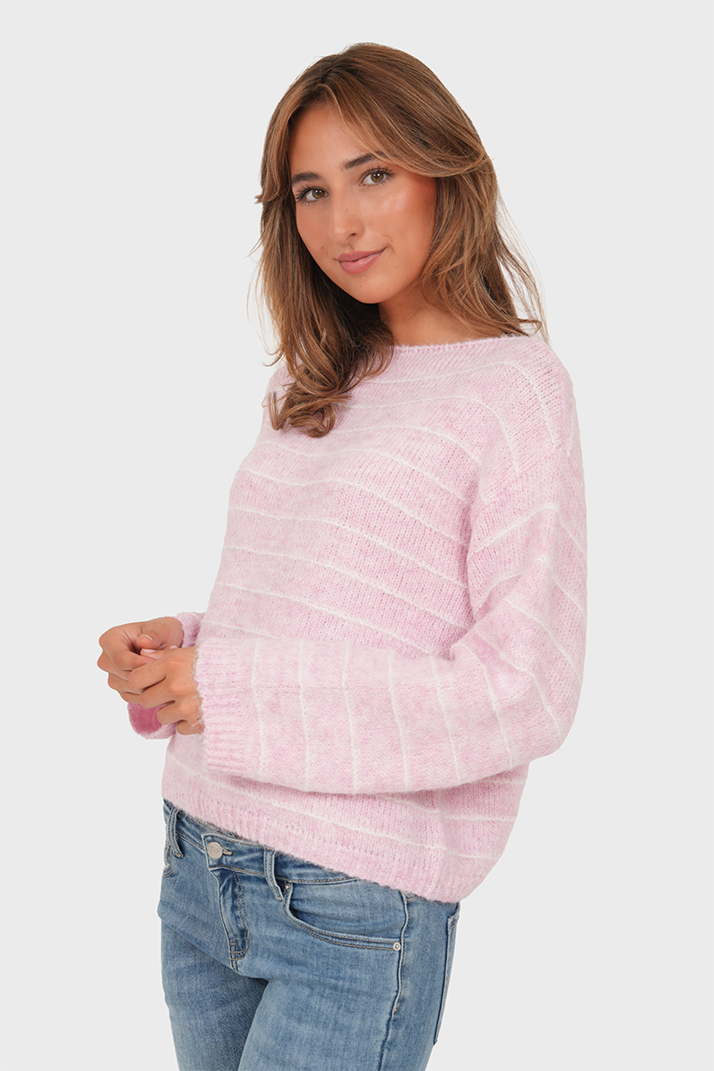 "Freja” sweater striped pink