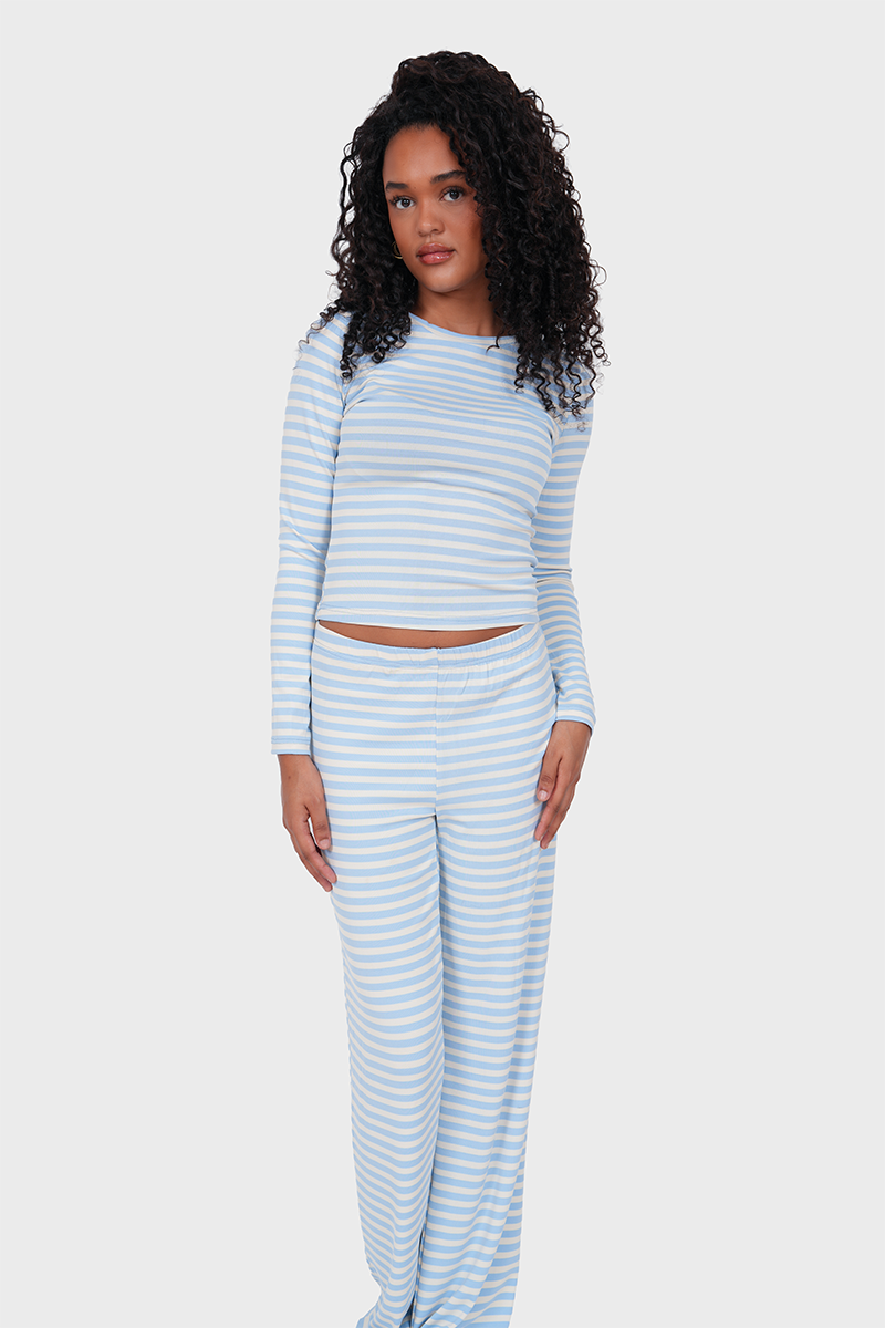 "Tessa” pants striped light blue