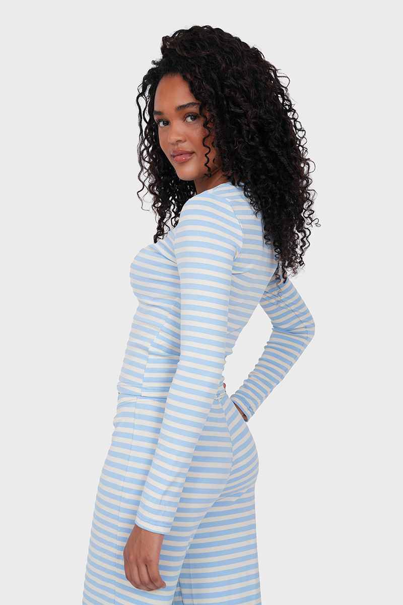"Tessa” top striped light blue