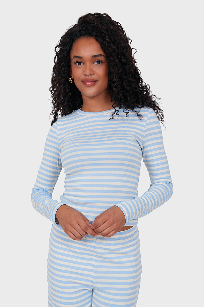 "Tessa” top striped light blue
