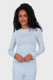 "Tessa” top striped light blue