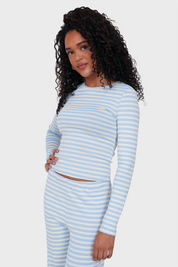 "Tessa” top striped light blue