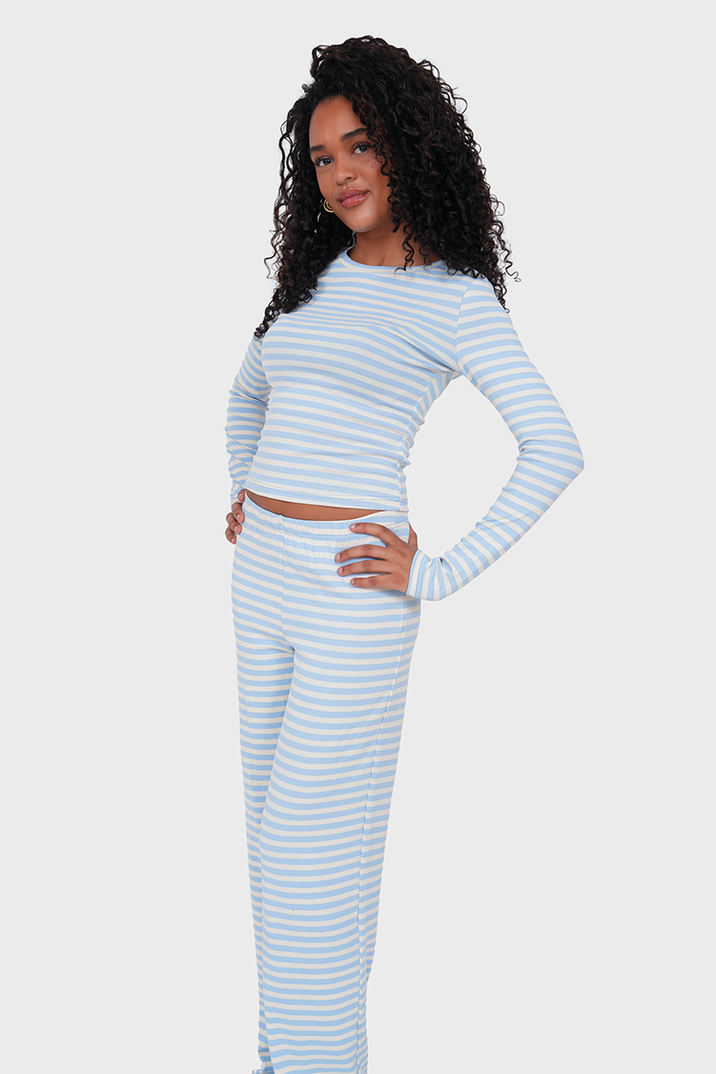 "Tessa” pants striped light blue