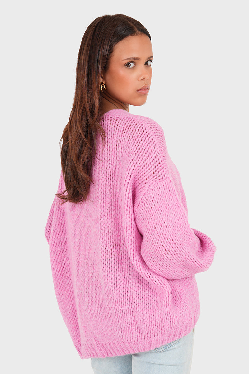 “Keep me warm" cardigan pink