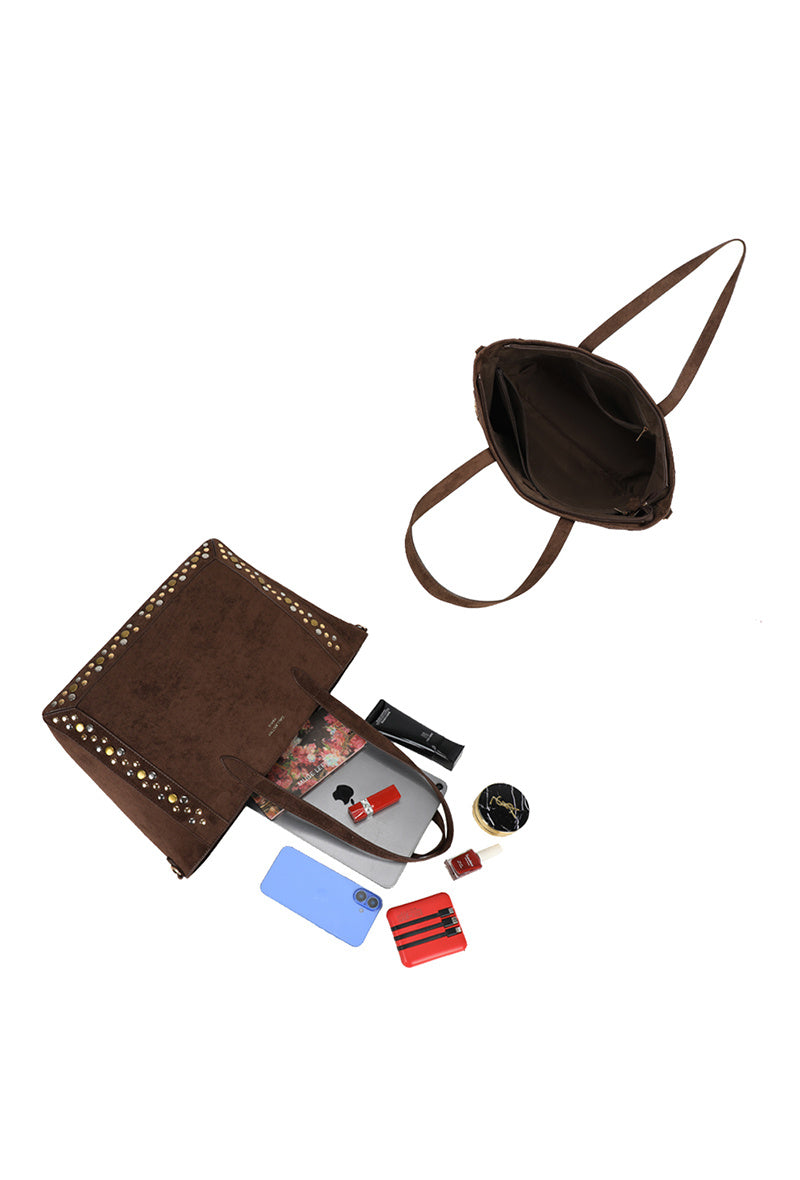 "Reese" stud bag brown