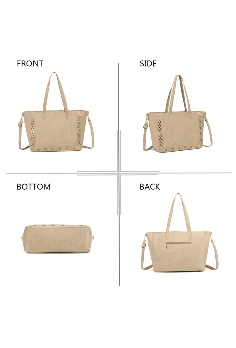 "Reese" stud bag taupe