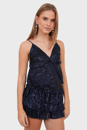 "Shiny" top navy