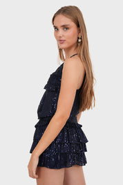 "Shiny" top navy