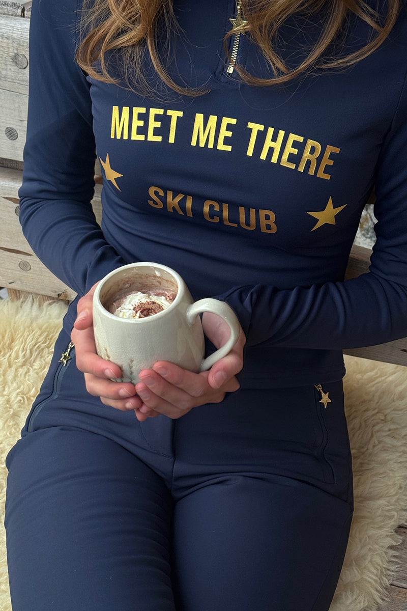 "Ski club" ski pully navy