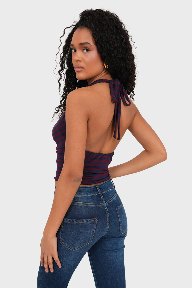 "Nina" striped red top