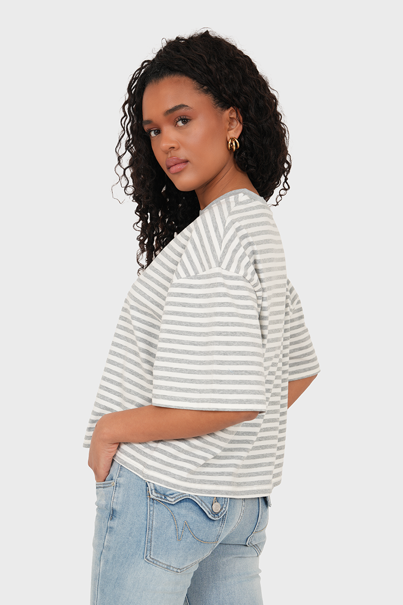 “Rae” striped t-shirt grey