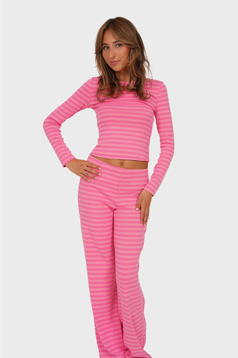 "Tessa” pants striped pink